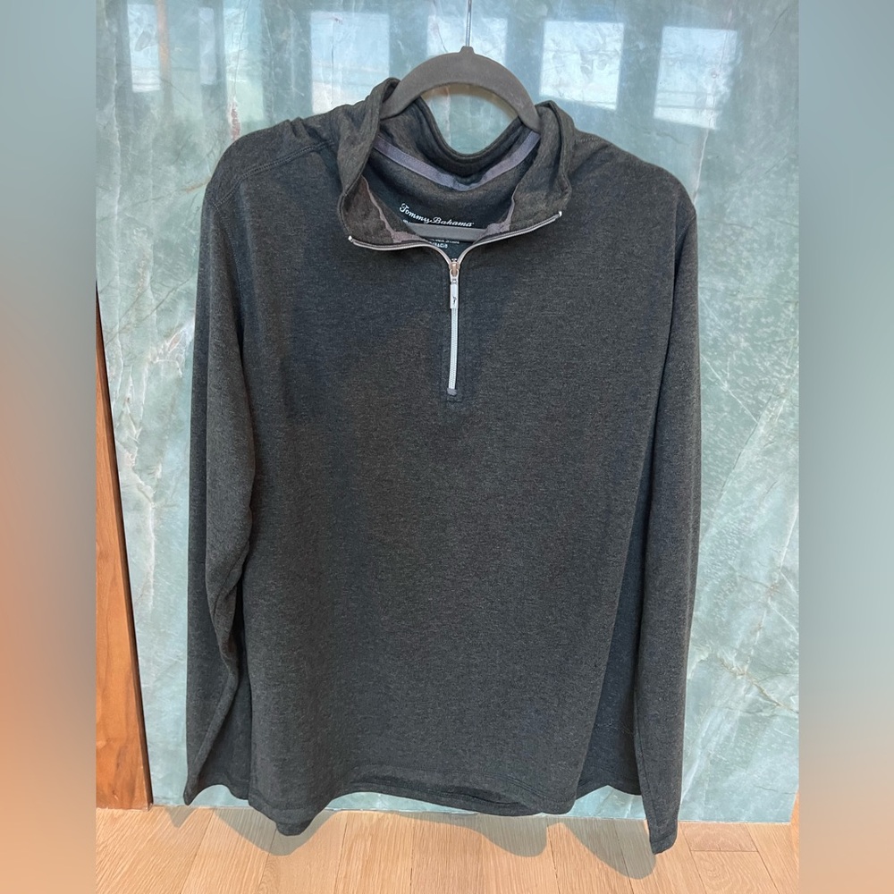 Tommy Bahama Charcoal Grey Zip-Up Sweater